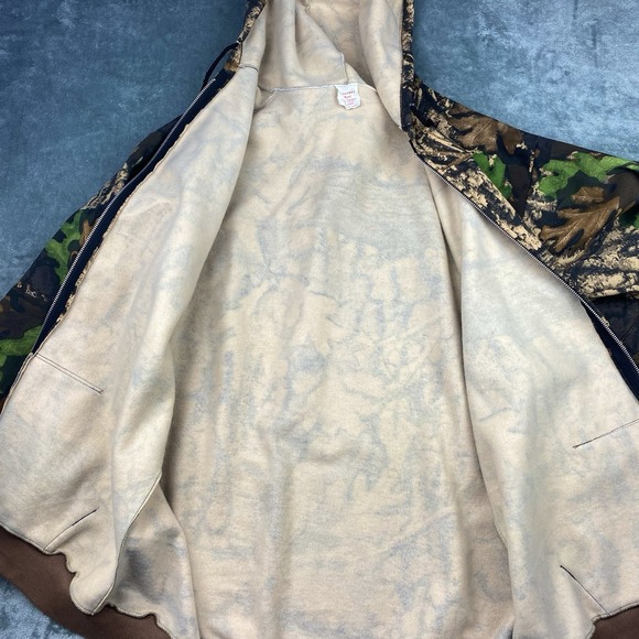Vintage Camo Hoodie‎ Mens Size XL Bigwoods Trebark Full Zip Angler Bait Casting - Picture 15 of 15